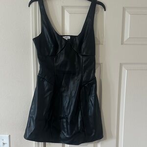 Faux Leather Black Dress